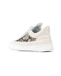 weiße Leder niedrige Sneakers mit Schlangenmuster von Filling Pieces