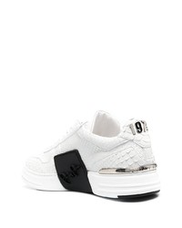 weiße Leder niedrige Sneakers mit Schlangenmuster von Philipp Plein