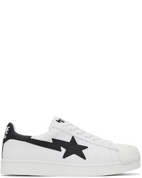 weiße Leder niedrige Sneakers mit Sternenmuster von BAPE