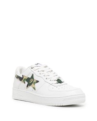 weiße Leder niedrige Sneakers mit Sternenmuster von BAPE BLACK *A BATHING APE®