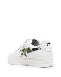 weiße Leder niedrige Sneakers mit Sternenmuster von BAPE BLACK *A BATHING APE®