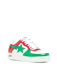 weiße Leder niedrige Sneakers mit Sternenmuster von A Bathing Ape