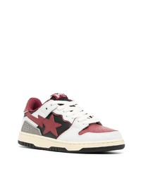 weiße Leder niedrige Sneakers mit Sternenmuster von A Bathing Ape