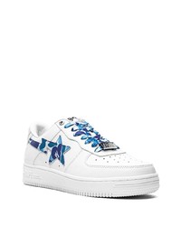 weiße Leder niedrige Sneakers mit Sternenmuster von A Bathing Ape