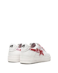 weiße Leder niedrige Sneakers mit Sternenmuster von A Bathing Ape