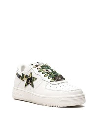 weiße Leder niedrige Sneakers mit Sternenmuster von A Bathing Ape