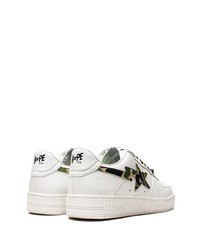 weiße Leder niedrige Sneakers mit Sternenmuster von A Bathing Ape