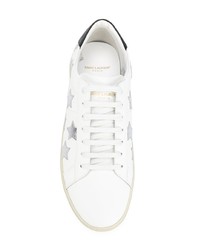 weiße Leder niedrige Sneakers mit Sternenmuster von Saint Laurent