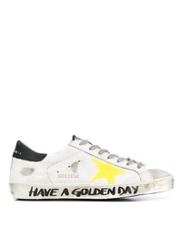 weiße Leder niedrige Sneakers mit Sternenmuster von Golden Goose