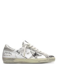 weiße Leder niedrige Sneakers mit Sternenmuster von Golden Goose