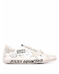 weiße Leder niedrige Sneakers mit Sternenmuster von Golden Goose