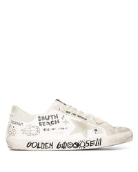 weiße Leder niedrige Sneakers mit Sternenmuster von Golden Goose