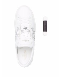 weiße Leder niedrige Sneakers mit Sternenmuster von Valentino Garavani