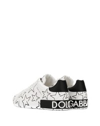 weiße Leder niedrige Sneakers mit Sternenmuster von Dolce & Gabbana