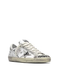 weiße Leder niedrige Sneakers mit Sternenmuster von Golden Goose