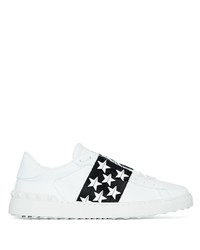 weiße Leder niedrige Sneakers mit Sternenmuster von Valentino Garavani