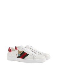 weiße Leder niedrige Sneakers von Gucci