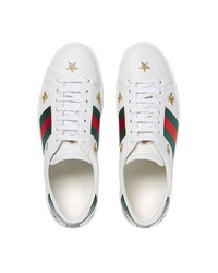 weiße Leder niedrige Sneakers von Gucci