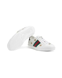 weiße Leder niedrige Sneakers von Gucci