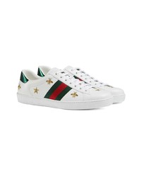 weiße Leder niedrige Sneakers von Gucci