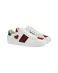 weiße Leder niedrige Sneakers von Gucci