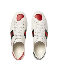 weiße Leder niedrige Sneakers von Gucci