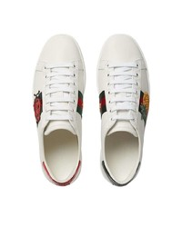 weiße Leder niedrige Sneakers von Gucci