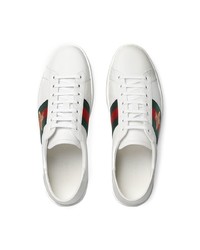 weiße Leder niedrige Sneakers von Gucci