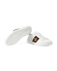 weiße Leder niedrige Sneakers von Gucci