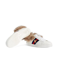 weiße Leder niedrige Sneakers von Gucci