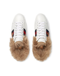 weiße Leder niedrige Sneakers von Gucci