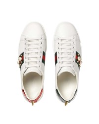 weiße Leder niedrige Sneakers von Gucci