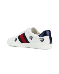 weiße Leder niedrige Sneakers von Gucci