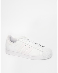 weiße Leder niedrige Sneakers von adidas