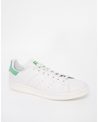 weiße Leder niedrige Sneakers von adidas