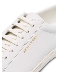 weiße Leder niedrige Sneakers von Saint Laurent