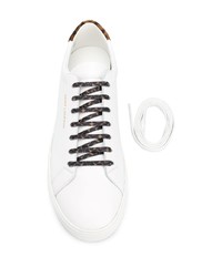 weiße Leder niedrige Sneakers von Saint Laurent