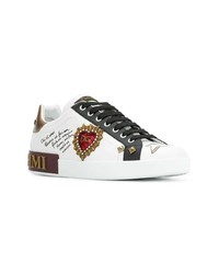 weiße Leder niedrige Sneakers von Dolce & Gabbana