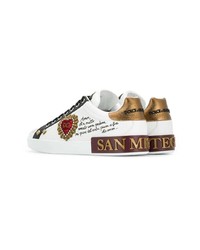 weiße Leder niedrige Sneakers von Dolce & Gabbana