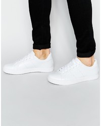 weiße Leder niedrige Sneakers von Asos