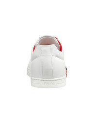 weiße Leder niedrige Sneakers von Fendi