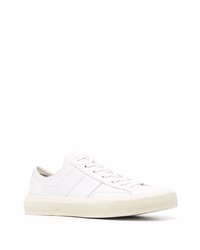 weiße Leder niedrige Sneakers von Tom Ford