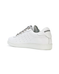 weiße Leder niedrige Sneakers von DSQUARED2