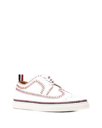 weiße Leder niedrige Sneakers von Thom Browne