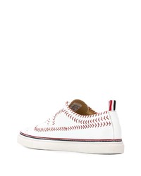 weiße Leder niedrige Sneakers von Thom Browne