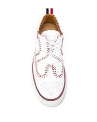 weiße Leder niedrige Sneakers von Thom Browne