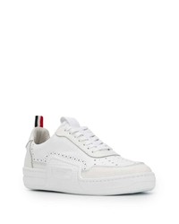 weiße Leder niedrige Sneakers von Thom Browne