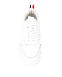 weiße Leder niedrige Sneakers von Thom Browne