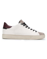 weiße Leder niedrige Sneakers von Crime London