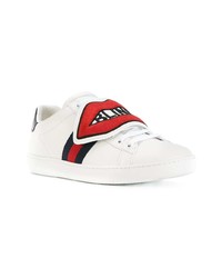 weiße Leder niedrige Sneakers von Gucci